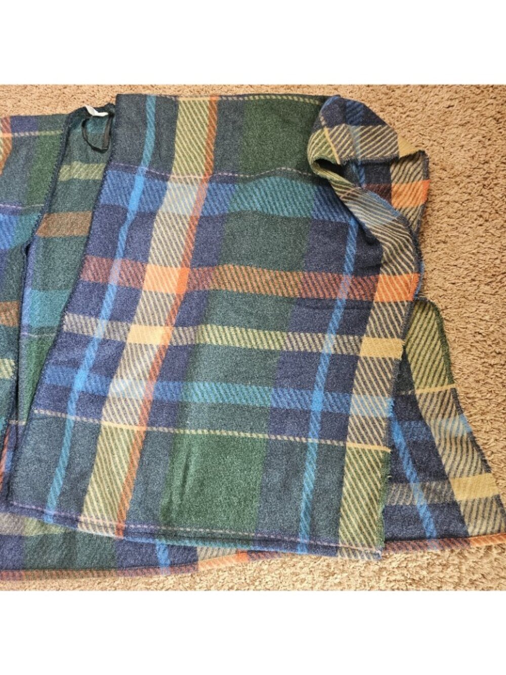 CJ Banks Open Front Shawl Wrap Womens 41x29 Plaid Green Blue Poncho - Picture 8 of 10